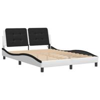 Bedframe met LED zonder matras "Zadar" kunstleer wit en zwart 140x190 cm - thumbnail