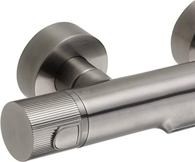 Ben Engraved Line badkraan met watervaluitloop thermostatisch gunmetal - thumbnail
