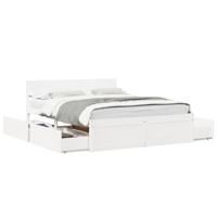 Bedframe zonder matras massief grenenhout wit 140x200 cm - thumbnail