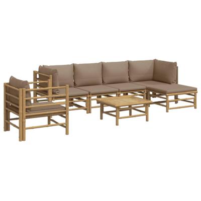 7-delige Loungeset met kussens bamboe taupe
