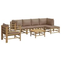 7-delige Loungeset met kussens bamboe taupe - thumbnail