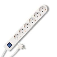 REV 0014640100 Stekkerdoos met schakelaar 6-voudig Wit, Grijs Randaarde stekker 1 stuk(s) - thumbnail