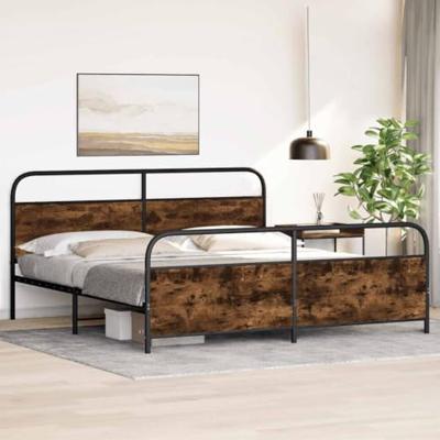Bedframe zonder matras metaal gerookt eikenkleurig 180x200 cm