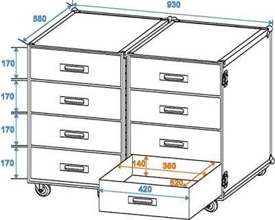 ROADINGER Universal Roadie Case Double Drawer DD-2