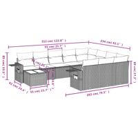 11-delige Loungeset met kussens poly rattan bruin - thumbnail