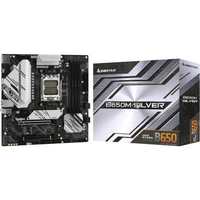 BioStar B650M-Silver (AM5) Moederbord Socket AMD AM5 Vormfactor Micro-ATX Moederbord chipset AMD® B650 BioStar B650M-Silver (AM5) Moederbord Socket AMD AM5 Vormfactor Micro-ATX Moederbord chipset AMD® B650