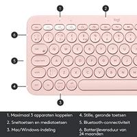 Logitech K380 Multi-Device Bluetooth Wireless Keyboard met Easy-Switch voor Maximaal 3 Apparaten, Slank, 2 Jaar Batterij - PC, Laptop, Windows, Mac, Chrome OS, Android, iPad OS, Apple TV - Roze - thumbnail