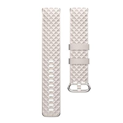 Fitbit Charge 3 & 4 siliconen diamant pattern bandje - Maat: Large - Champagne goud