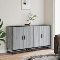 Dressoir 134x35x76 cm bewerkt hout grijs sonoma eikenkleurig - thumbnail