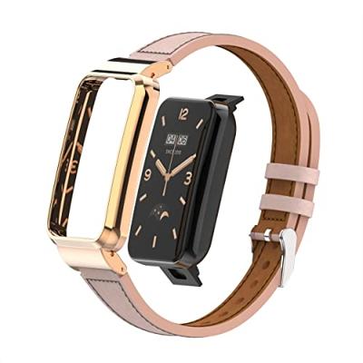 Classic leren bandje met case - Roze - Xiaomi Smart band 7 Pro Classic leren bandje met case - Roze - Xiaomi Smart band 7 Pro