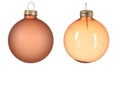 Kerstbal glas d6 cm rood koper 6st kerst Decoris - Decoris