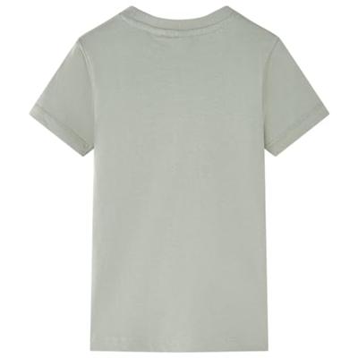 Kindershirt apenprint 128 lichtkakikleurig