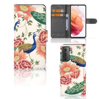 Telefoonhoesje | Met pasjeshouder | voor Samsung Galaxy S21 Pink Peacock