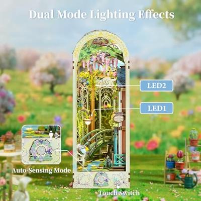 Tone-Cheer Giverny Garden Book Nook met Verlichting Bouwpakket Modelbouw