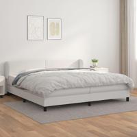 Boxspring met matras kunstleer wit 200x200 cm - thumbnail