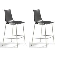 SCAB Zebra Tech 80 Barkruk - Set Van 2 - Antraciet Zitting - Chromen - thumbnail