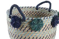 Mandenset DKD Home Decor 46 x 44 x 34 cm Pompons Polypropyleen Zeegras - thumbnail