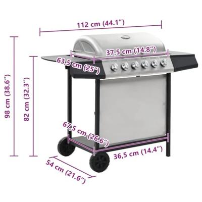 VidaXL Gasbarbecue met 6 kookzones roestvrij staal zilverkleurig