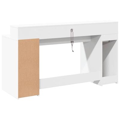 Bureau met LED-verlichting 160x55x91 cm bewerkt hout wit - thumbnail