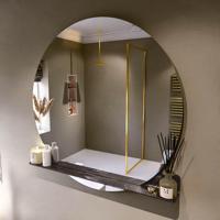 MONDIAZ SPOT spiegel rond 120cm met Spiegelplanchet kleur Lava. - thumbnail