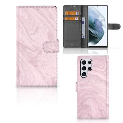 Samsung Galaxy S22 Ultra | Bookcase | Marble Pink - Origineel Cadeau Vriendin