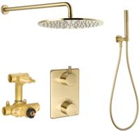 Saqu Shine doucheset inbouw Wand Ø 30cm geborsteld messing - thumbnail