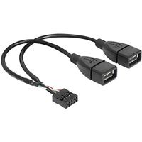 Delock 83292 USB-kabel USB 2.0 Shrouded header 8-polig, USB-A bus 0.20 m Zwart UL gecertificeerd - thumbnail