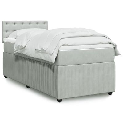 Boxspring met matras fluweel lichtgrijs 140x190 cm