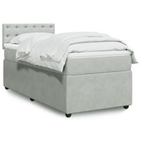 Boxspring met matras fluweel lichtgrijs 100x200 cm - thumbnail