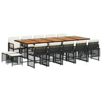 15-delige Tuinset met kussens poly rattan zwart - thumbnail