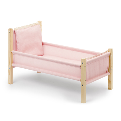 Houten Poppenbedje Roze Linnen