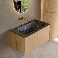 Mondiaz KURVE-DLUX 80 cm Onderkast Greeploos 1 Lade Zonder Deuren Oak, Wastafel Solid Surface Volledig Lava 0 Kraangaten Zonder Spiegel (KRVBGS801L0D0KM-Oak/Lav) - thumbnail