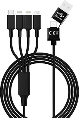Smrter USB-laadkabel USB-A stekker, USB-C stekker, Apple Lightning stekker, Apple Lightning stekker, USB-micro-B stekker 1.20 m Zwart SMRTER_ELITE_L_BK