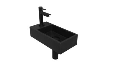 INK Versus Fonteinset - 36x18x9cm - wasbak rechts - 1 kraangat - Quartz zwart/mat zwart 1805129