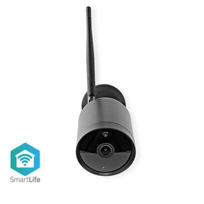 SmartLife Camera voor Buiten - Wi-Fi - Full HD 1080p - IP65 - Cloud Opslag (optioneel) / microSD (niet inbegrepen) - 12 V DC - Met bewegingssensor - Nachtzicht - Zwart