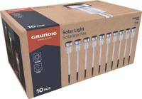 Grundig Tuinfakkels 10 Stuks Prikspot op Zonne Energie Wit Licht IP44 Waterbestendig Batterijduur 6-8 Uur 4,8x36,5 cm Roestvrij Staal - thumbnail