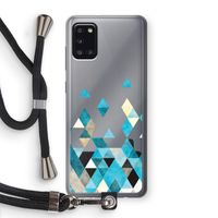 Gekleurde driehoekjes blauw: Samsung Galaxy A31 Transparant Hoesje met koord