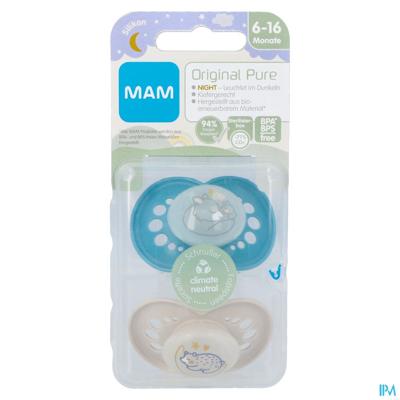 Mam Original Night Fopspeen 6-16m Blue 2 Stuks