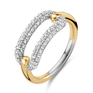 TI SENTO-Milano 12228ZY Ring zilver-zirconia goudkleurig-wit Maat 58