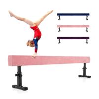 Verstelbare Evenwichtsbalk 226 cm Hoge en Lage Gymnastiekbalk met 3 Hoogtes Roze