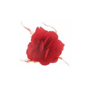 Decoratie of Hawaii/Spaanse haarbloem met veren - rood - 10 x 10 cm