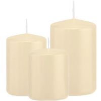 Stompkaarsen set van 3x stuks creme wit 8-10-12 cm