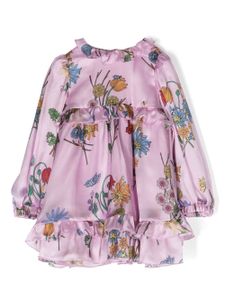 Roberto Cavalli Junior robe en soie à fleurs - Rose