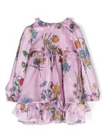 Roberto Cavalli Junior robe en soie à fleurs - Rose