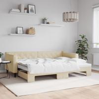 Slaapbank met onderschuifbed 80x200 cm stof crèmekleurig