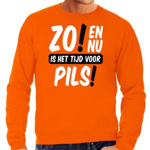 Koningsdag sweater voor heren - tijd voor pils - oranje - bier - feestkleding