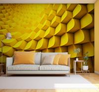 Futuristische geometrie 3d fotobehang geel