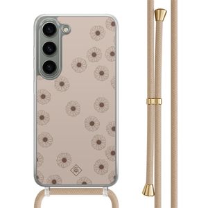 Samsung Galaxy S23 hoesje met beige koord - Cute flowers