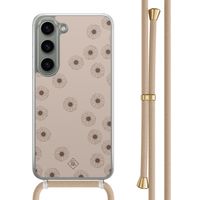 Samsung Galaxy S23 hoesje met beige koord - Cute flowers