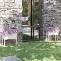 Plantenbakken 2 st 70x31x70 cm massief grenenhout wit - thumbnail